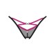 Трусики-стрінги Obsessive Novenes crotchless thong, XL/2XL, сітка, стрепи, прикраса зі стразами, від
