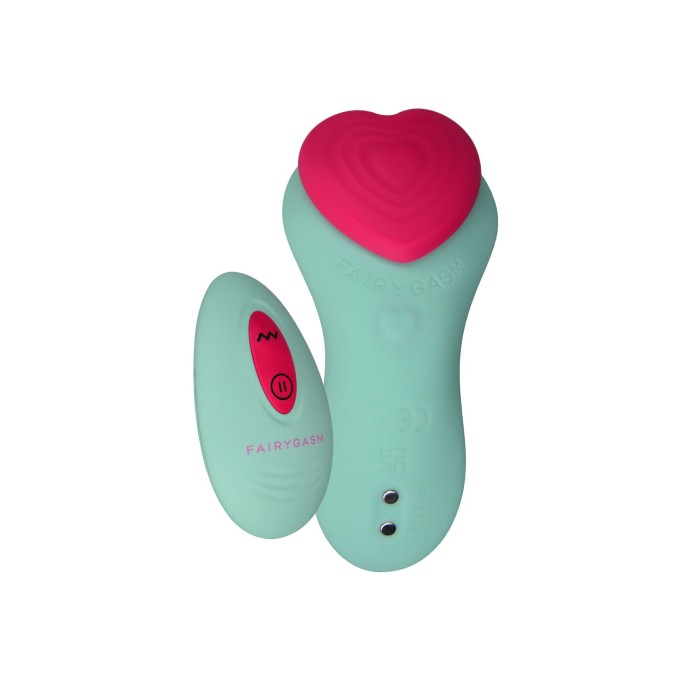 Вибратор в трусики FairyGasm HeartGem green, на магните, пульт ДУ