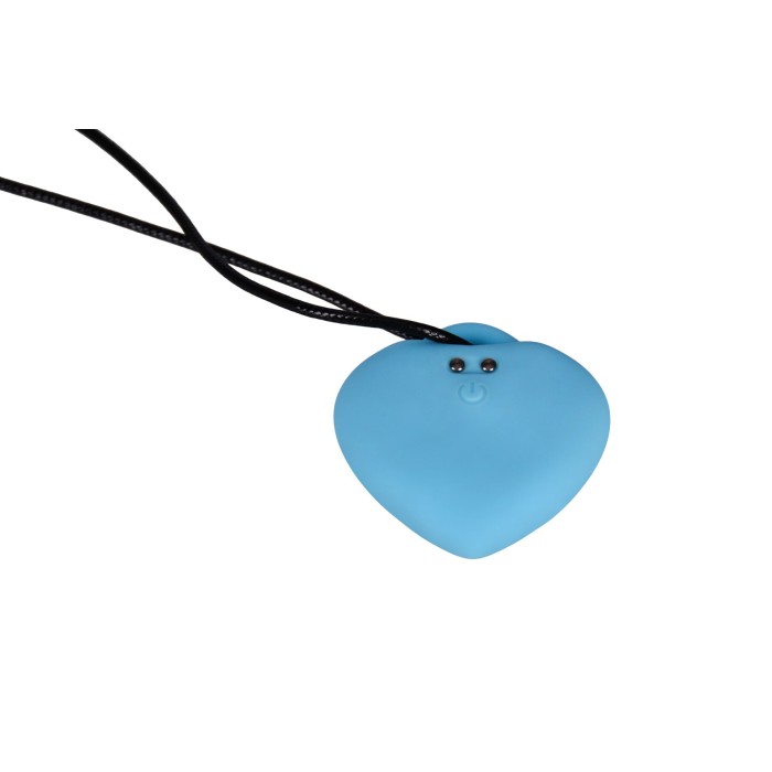 Мини-вибратор «Сердечко» FairyGasm PleasureStone blue, 9 режимов, на шнурке