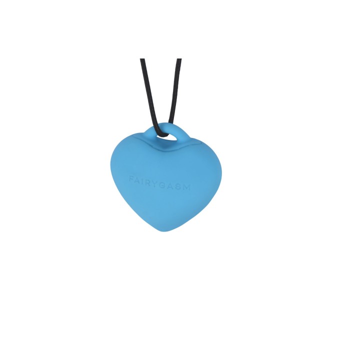 Мини-вибратор «Сердечко» FairyGasm PleasureStone blue, 9 режимов, на шнурке