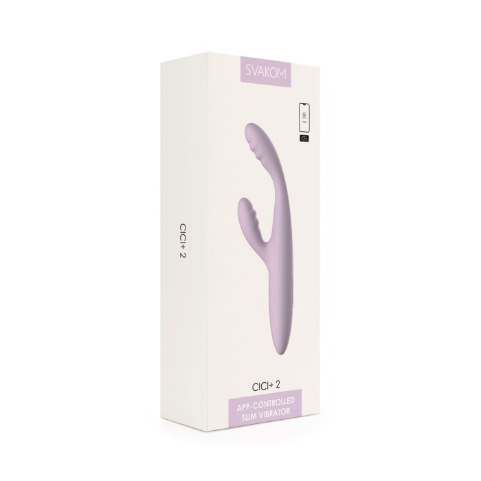 Тонкий кролик-вибратор Svakom Cici+ 2 Lilac, управление со смартфона, подогрев до 38 °C