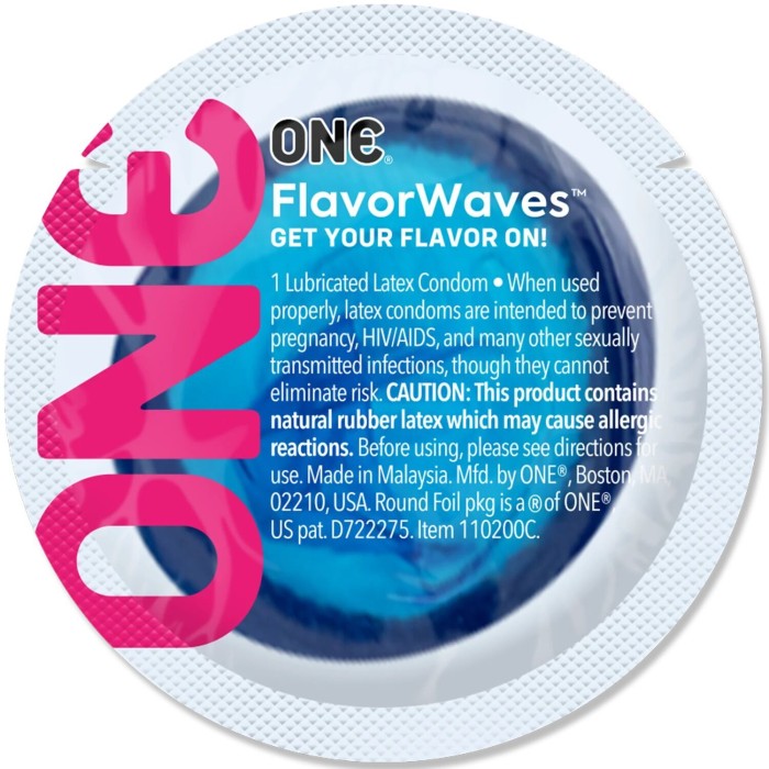 Ароматизированный презерватив ONE FlavorWaves Chocolate Strawberry, 1 шт, запах клубники и шоколада