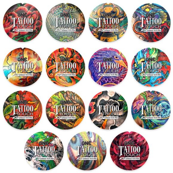Презерватив ONE Tattoo Touch Purple, 1 шт, фиолетовый с рельефом в виде татуировки
