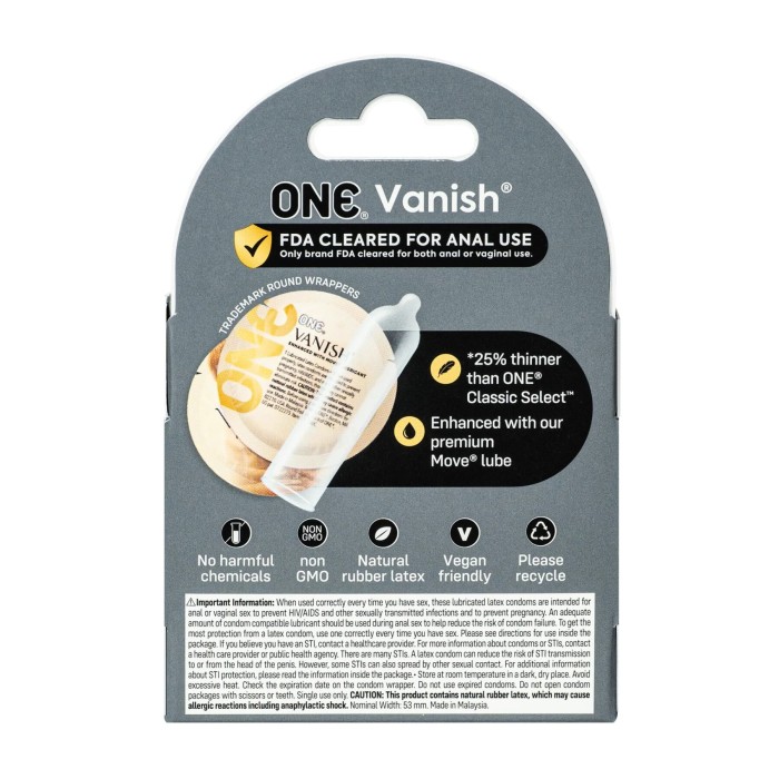 Презервативы ONE Vanish Hyperthin, 3 шт, ультратонкие, со смазкой, картонная упаковка
