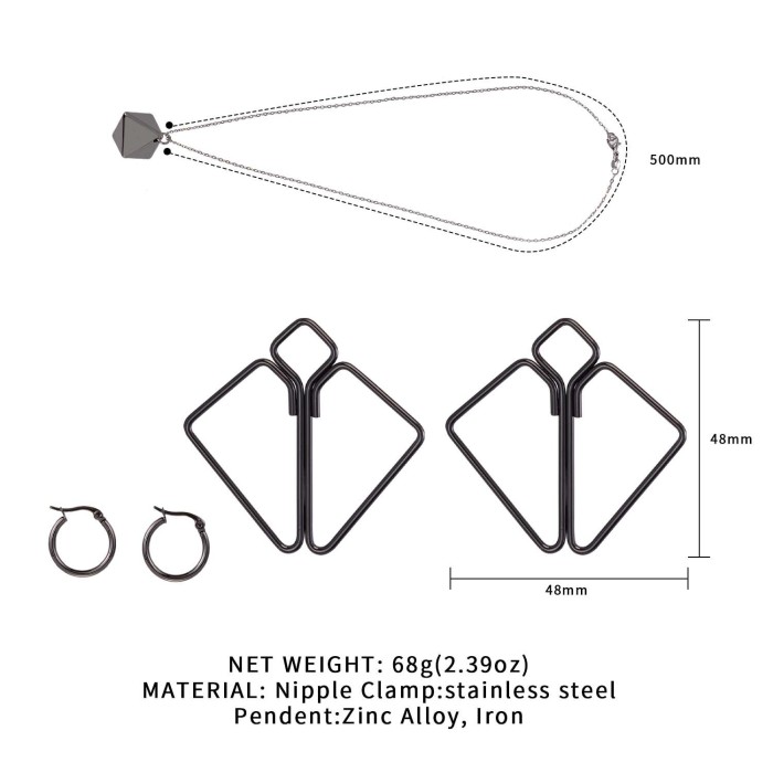 Зажимы для сосков с тяжелой подвеской LOCKINK Nipple Clamps with Heavy Pendant - Grey