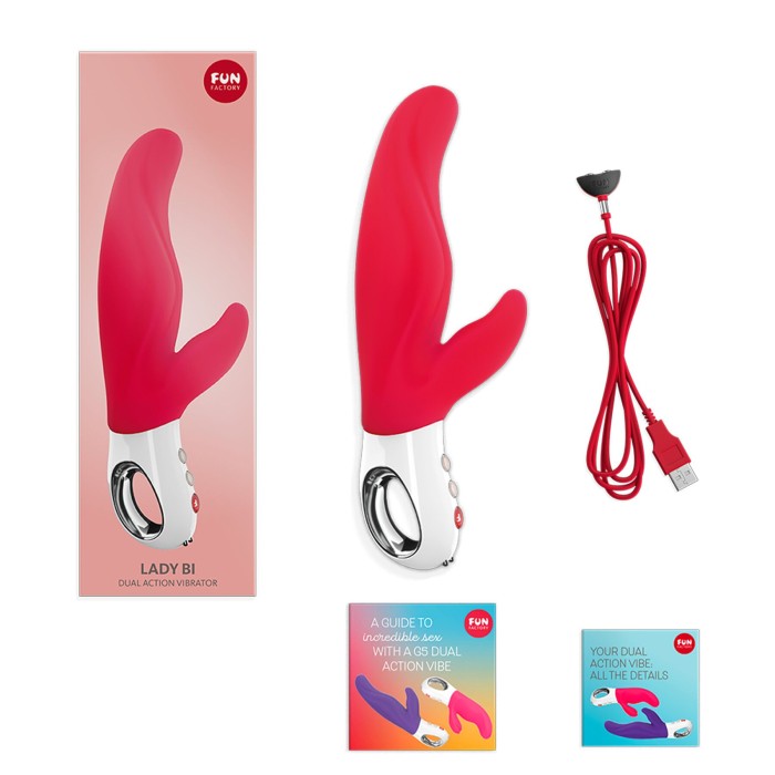 Вибратор-кролик для точки А Fun Factory LADY BI india red, 2 мотора, 12 режимов