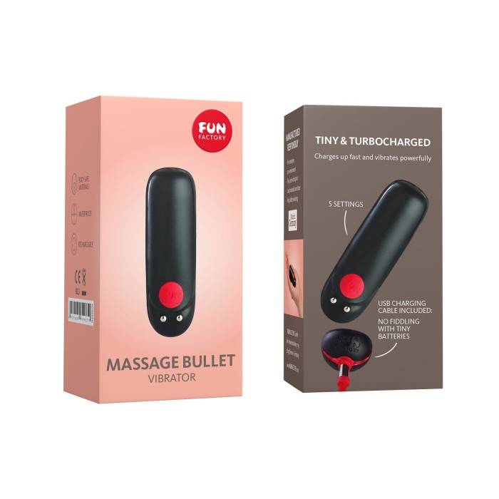 Вибропуля Fun Factory Massage BULLET, черная, диаметр 2,5 см, 3 скорости, 3 рисунка вибрации