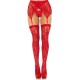 Чулки Leg Avenue Leg Avenue Lace thigh highs & garterbelt Red One Size
