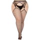 Панчохи Leg Avenue Stokings with O-ring Attached Garter Belt Black 1X/2X