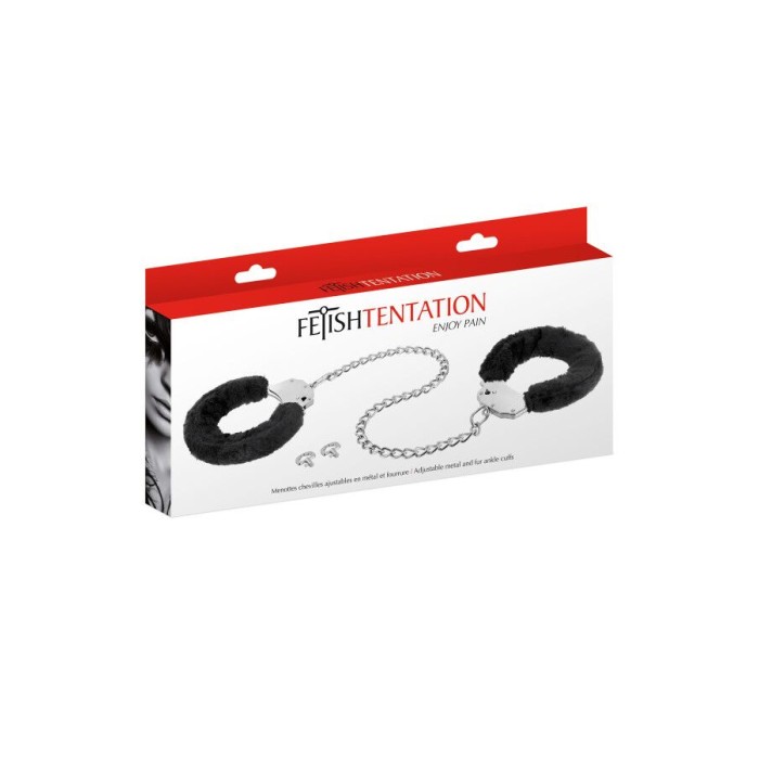 Поножи Fetish Tentation Adjustable metal and fur ankle cuffs