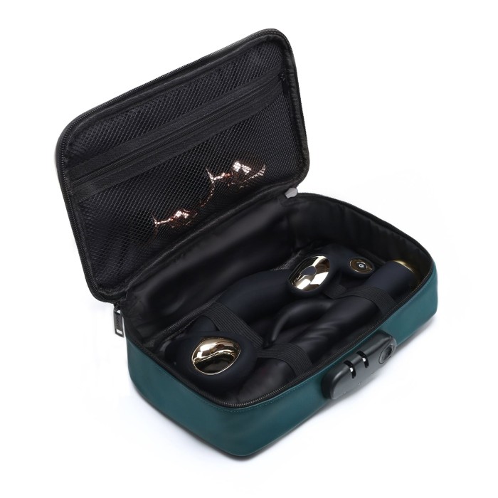 Кейс для игрушек Dorcel DISCREET BOX LUXURY GREEN, кодовый замок, 27×16×7,62 см