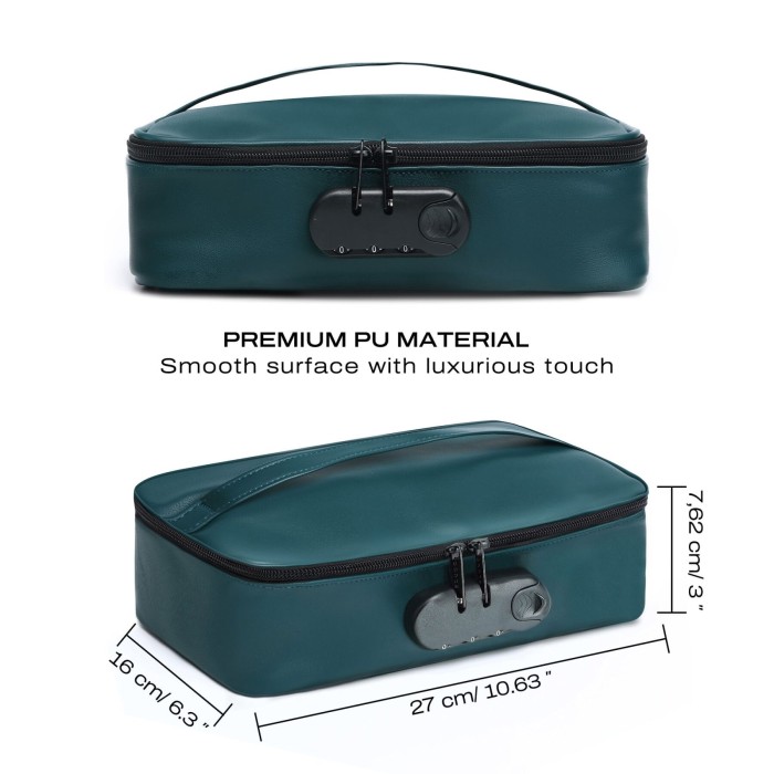 Кейс для игрушек Dorcel DISCREET BOX LUXURY GREEN, кодовый замок, 27×16×7,62 см