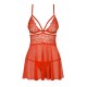 Бебі-дол Obsessive 838-BAB-3 babydoll & thong red L/XL
