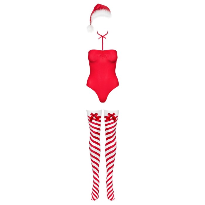 Боди Obsessive Kissmas teddy red L/XL (мятая упаковка!!!)