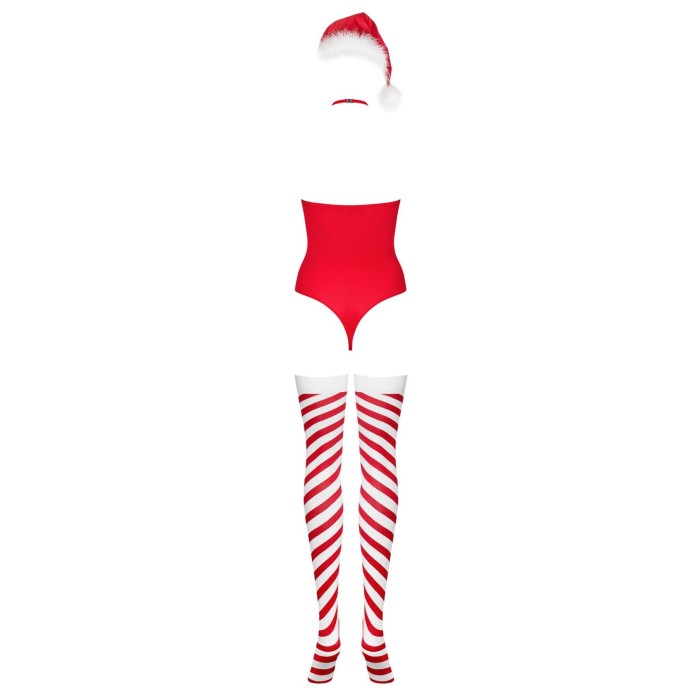 Боди Obsessive Kissmas teddy red L/XL (мятая упаковка!!!)