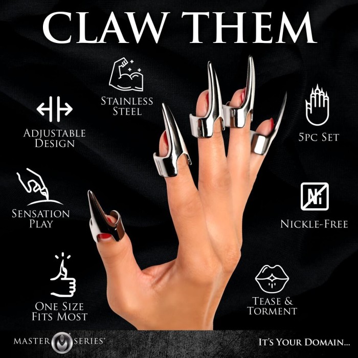 Набор колец с когтями Master Series Five-Piece Sensation Claw Rings - Silver