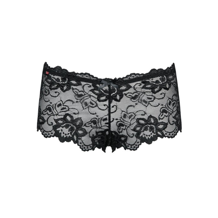 (SALE) Кружевные трусики-шортики Obsessive Idillia shorties black L/XL