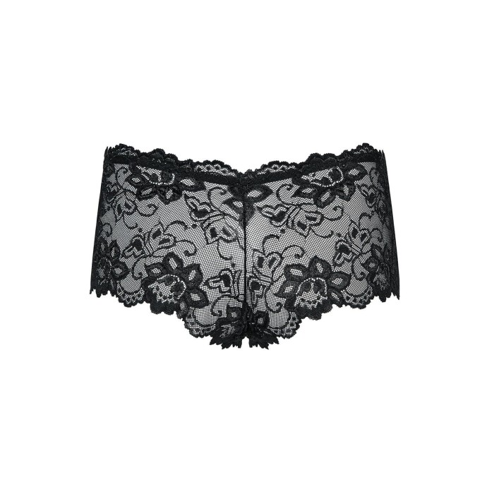 (SALE) Кружевные трусики-шортики Obsessive Idillia shorties black L/XL