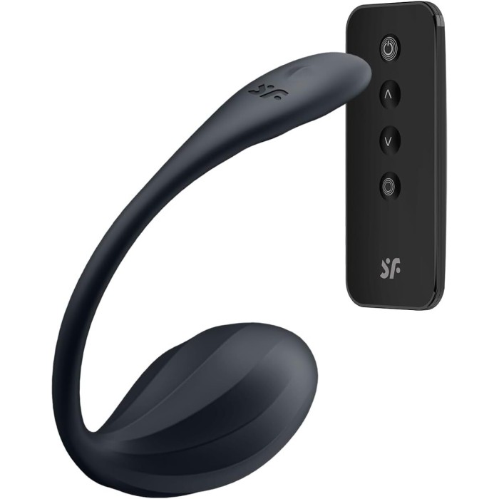 Смарт-виброяйцо Satisfyer Ribbed Petal Connect App Black, управление со смартфона, пульт ДУ