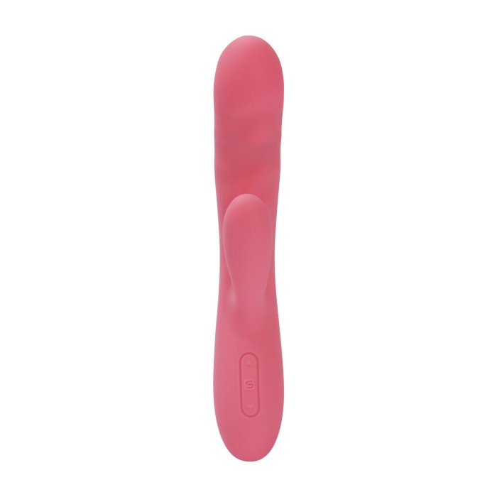 Вибратор-кролик Svakom Avery Strawberry Pink с двигающимся стволом, движение вперед-назад