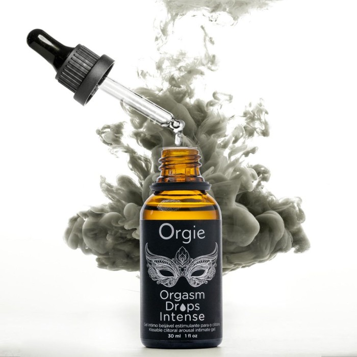 Возбуждающие капли для клитора Orgie Orgasm Drops Intense, 30 мл, тепло-холод, вкус яблока