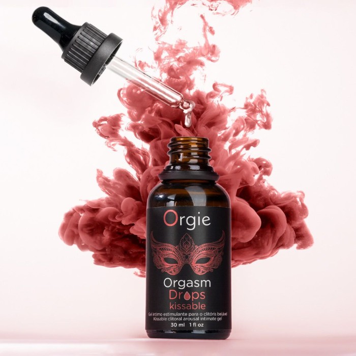 Возбуждающие капли для клитора Orgie Orgasm Drops Kissable, 30 мл, тепло-холод, вкус яблока