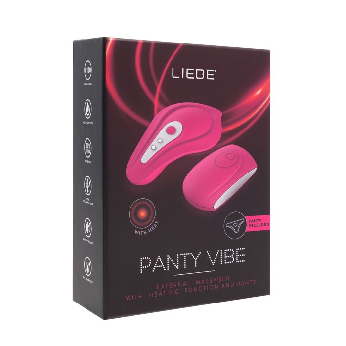Вибратор в трусики Liebe Panty Vibe Recargable Cerise, нагрев до 39 °C, пульт, трусики S-M в комплекте