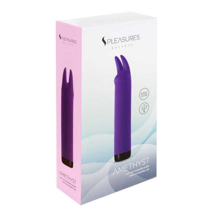 Вібратор S Pleasures Bullets Amethyst, фіолетовий, з двома відростками, 10 режимів, діаметр 3,1 см
