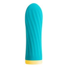 Вибропуля S Pleasures Bullets Twist & Shout Turquoise, бирюзовая, ребристая поверхность, 10 режимов