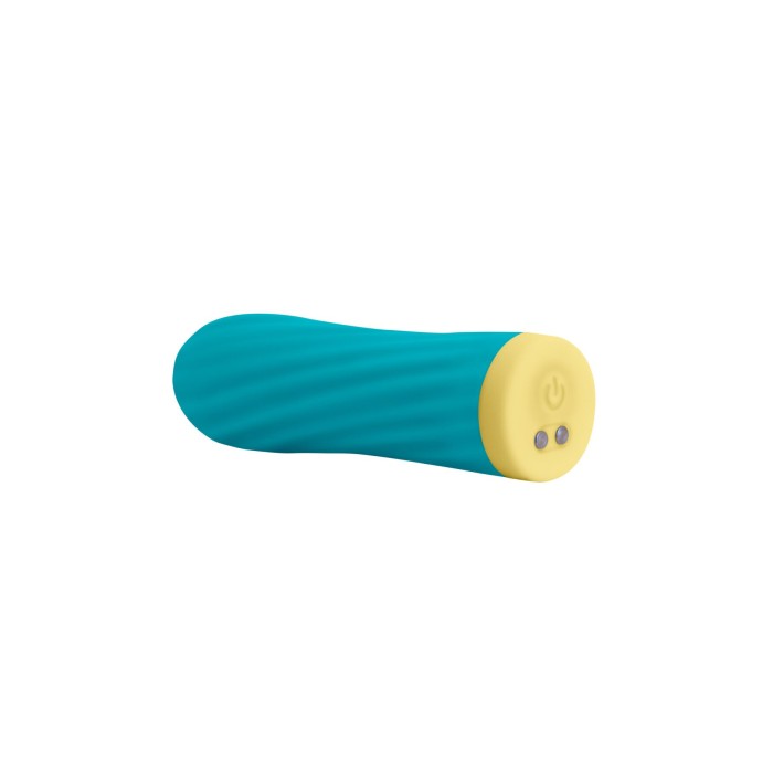 Вибропуля S Pleasures Bullets Twist & Shout Turquoise, бирюзовая, ребристая поверхность, 10 режимов