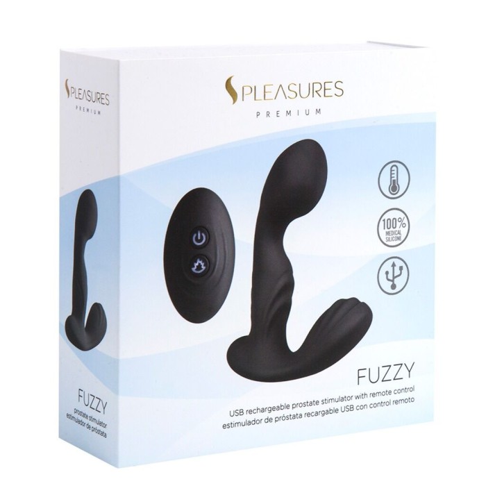 Вібромасажер простати S Pleasures Premium FUZZY, чорний, з рельєфом, 10 режимів вібрації, нагрів
