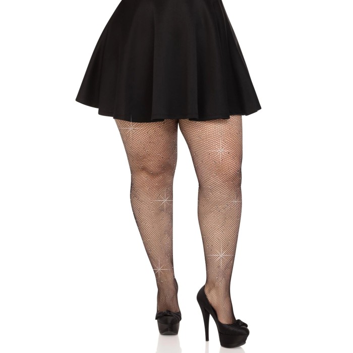 Колготки Leg Avenue Rhinestone micro net tights Plus size Black, дрібна сітка, стрази