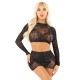 Комплект Leg Avenue Rhinestone Crop Top and Mini Skirt One Size, Black