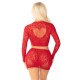 Комплект Leg Avenue Rhinestone Crop Top and Mini Skirt One Size, Red