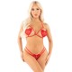 Комплект Leg Avenue Open Cup Bra and Pearl String One Size, Red
