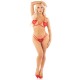 Комплект Leg Avenue Open Cup Bra and Pearl String One Size, Red
