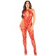 Бодістокінг Leg Avenue Seamless Net and Lace Lingerie Jumpsuit One Size, Red