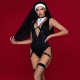 Еротичний костюм монашки JSY «Порочна Бернадетт» L/XL, Black, боді, підв’язки, головний убір