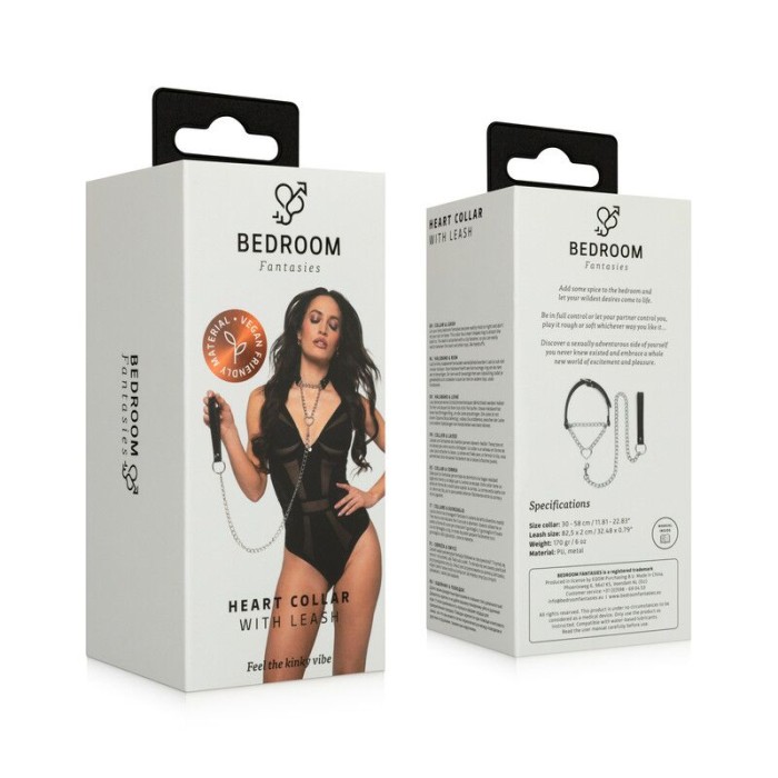 Ошейник с поводком Bedroom Fantasies: Collar with Chain - Silver