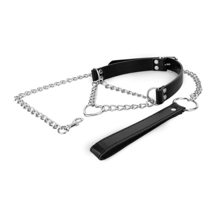 Ошейник с поводком Bedroom Fantasies: Collar with Chain - Silver
