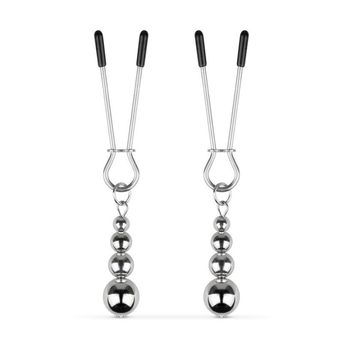 Зажимы для сосков Bedroom Fantasies: Nipple Clamps with Beaded Chain - Silver