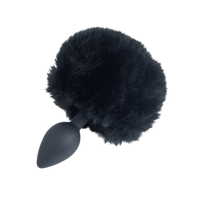 Анальная пробка с хвостом Punishment - Bunny Tail Silicone Anal Plug - Black