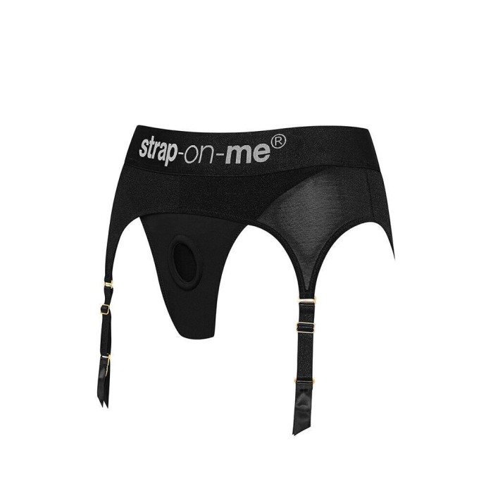 Трусы для страпона с подвязками для чулок Strap-On-Me REBEL HARNESS - XS (мятая упаковка!!!)